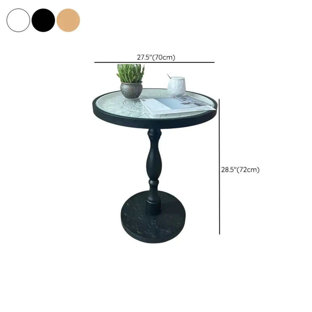 Living Room Retro Round Light Wood End Table
