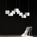 White Cube Modern Island Pendant Light, Adjustable