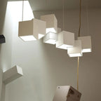 White Cube Modern Island Pendant Light, Adjustable