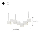 White Cube Modern Island Pendant Light, Adjustable