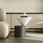 Minimalist Small Round Oak Wood End Table for Living Room