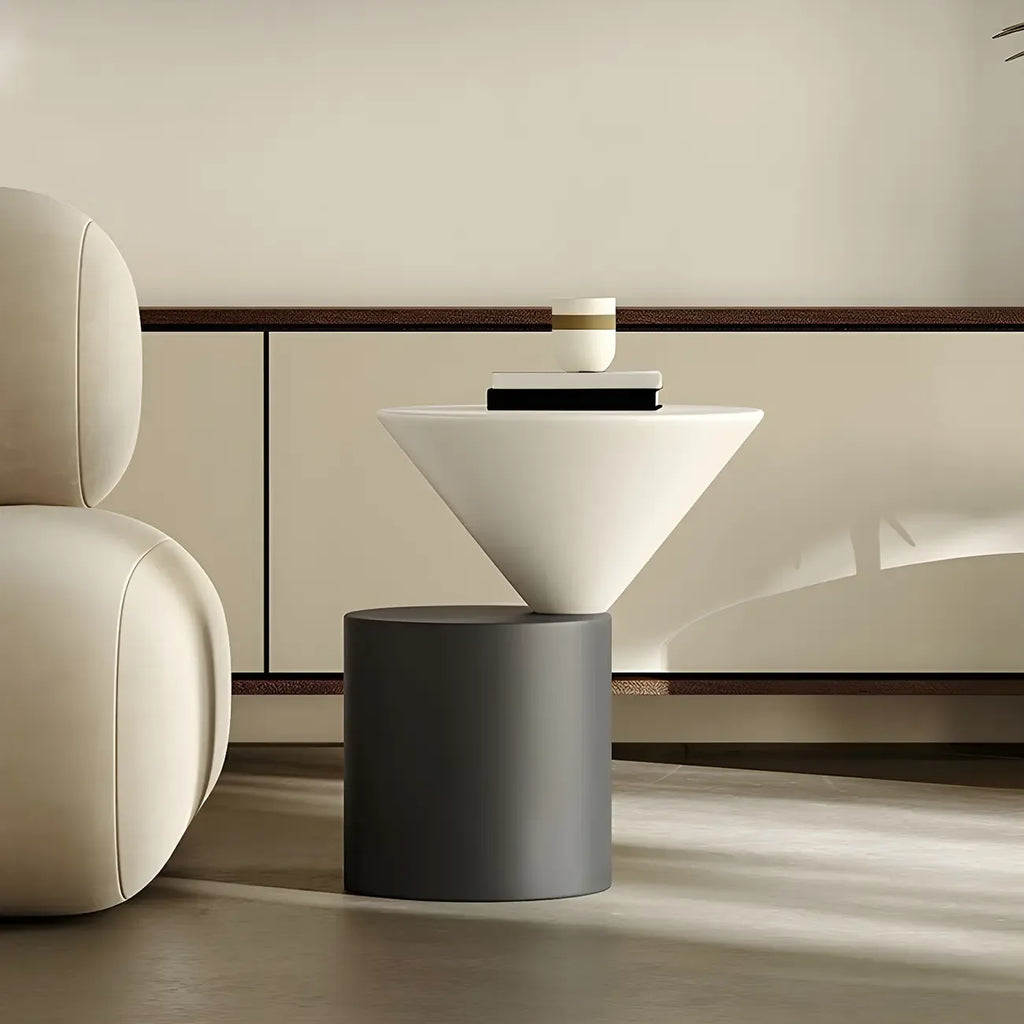 Minimalist Small Round Oak Wood End Table for Living Room