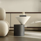 Minimalist Small Round Oak Wood End Table for Living Room