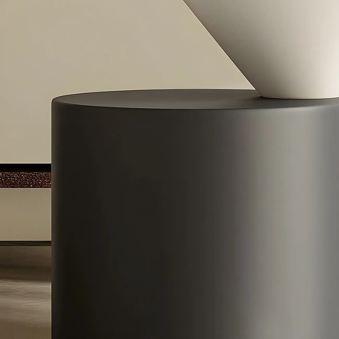 Minimalist Small Round Oak Wood End Table for Living Room