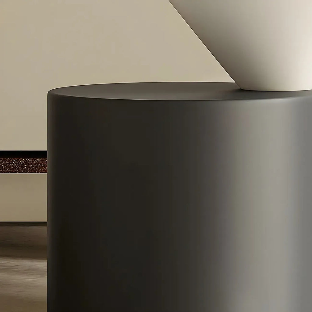 Minimalist Small Round Oak Wood End Table for Living Room