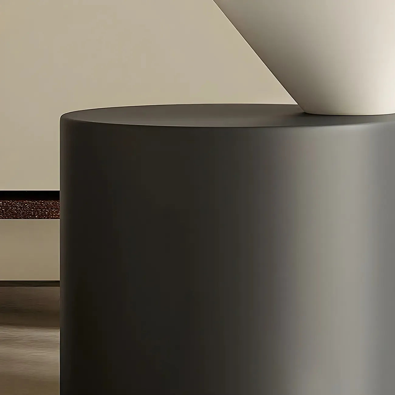 Minimalist Small Round Oak Wood End Table for Living Room