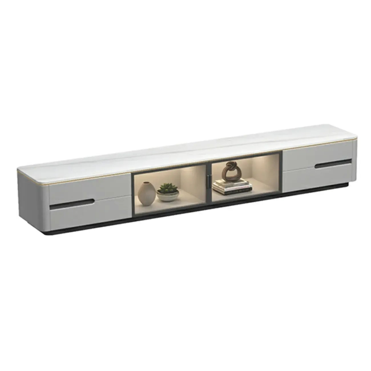 70.9 Grey Stone Multi Drawer TV Stand with Cable Management