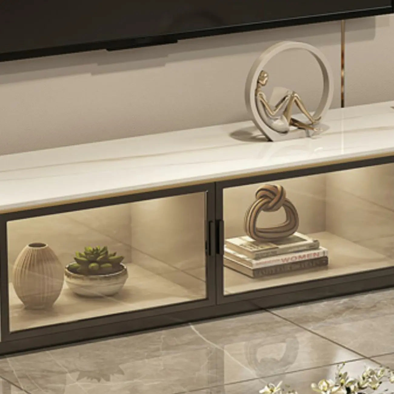 70.9 Grey Stone Multi Drawer TV Stand with Cable Management