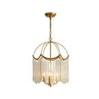 Chic Gold Caged Crystal Tassel Chandelier