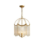 Chic Gold Caged Crystal Tassel Chandelier