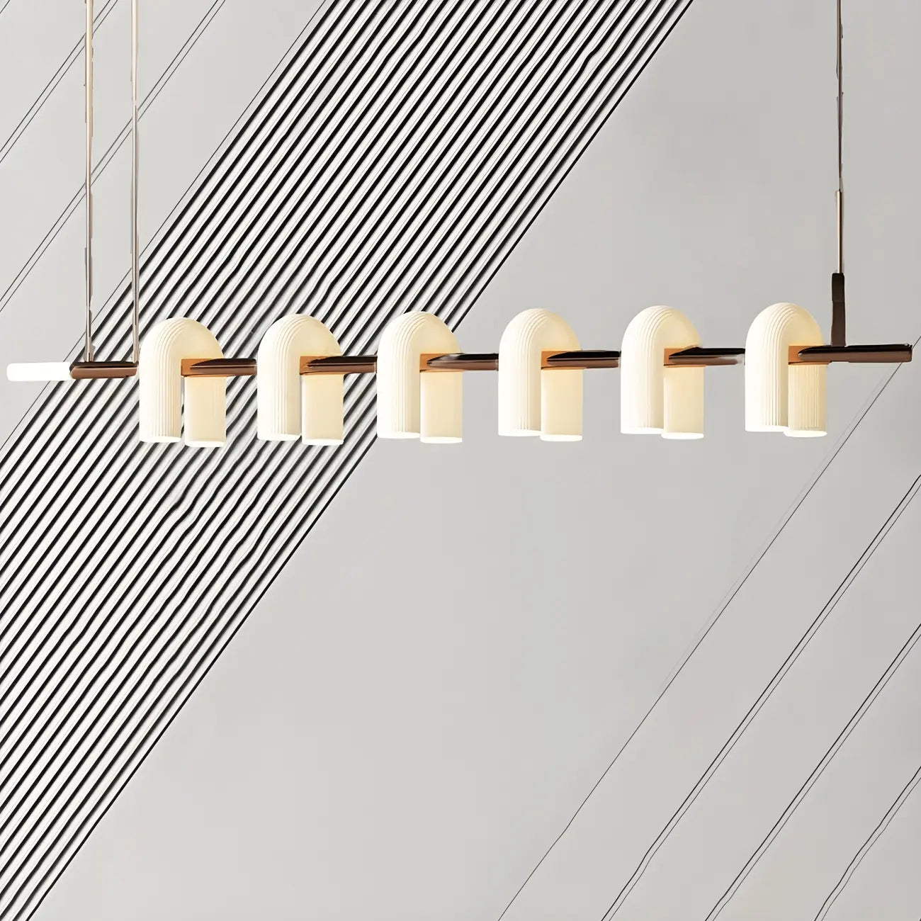 6-Light Modern Geometric LED Island Pendant Light for Kitchen