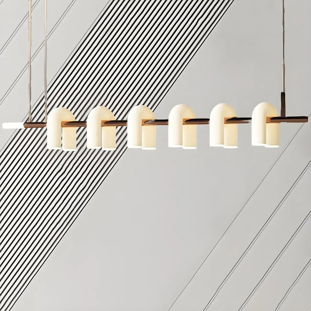 6-Light Modern Geometric LED Island Pendant Light for Kitchen