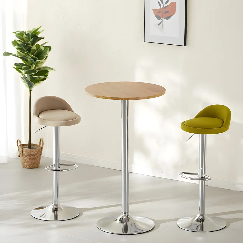 Minimalist Wood Metal Round Bar Tables