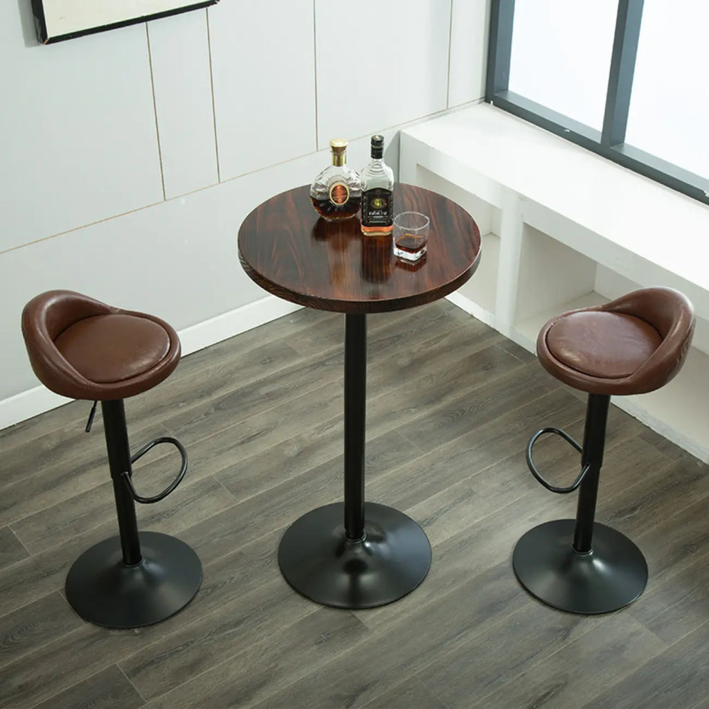 Minimalist Wood Metal Round Bar Tables