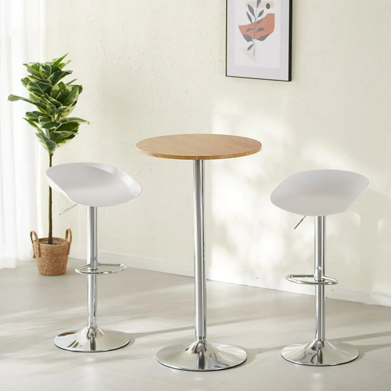 Minimalist Wood Metal Round Bar Tables
