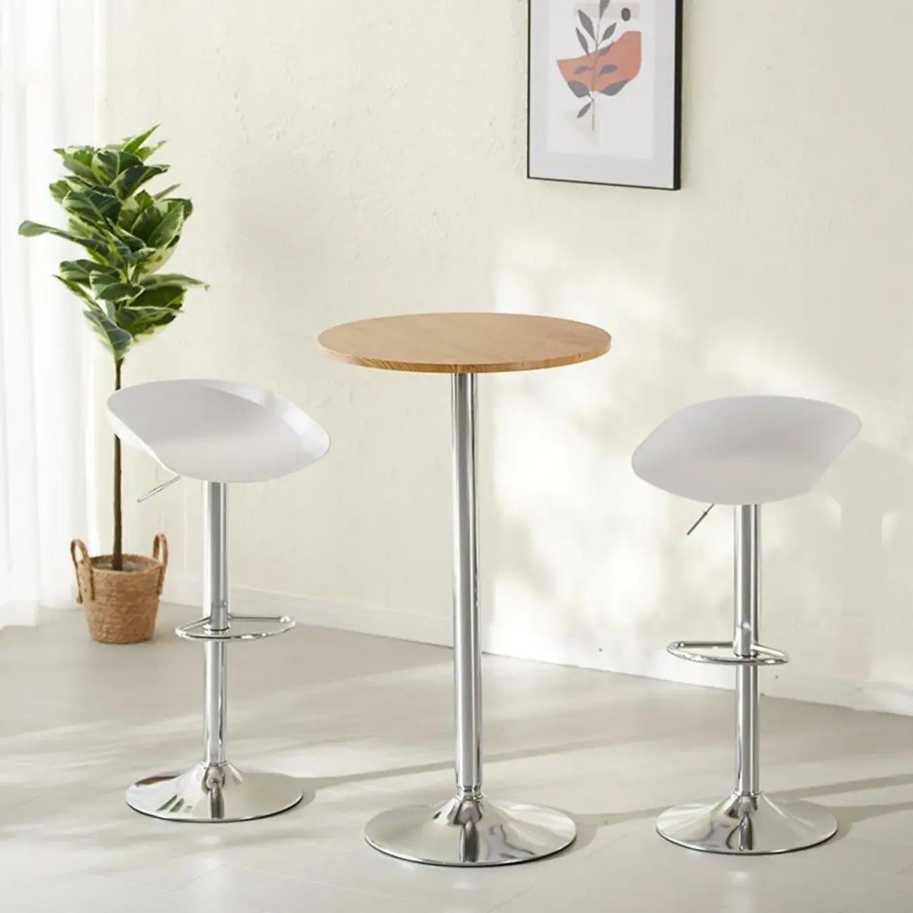 Minimalist Wood Metal Round Bar Tables