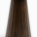 Minimalist Brown Stone-Top Wood Round Coffee Table