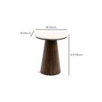 Minimalist Brown Stone-Top Wood Round Coffee Table