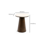 Minimalist Brown Stone-Top Wood Round Coffee Table