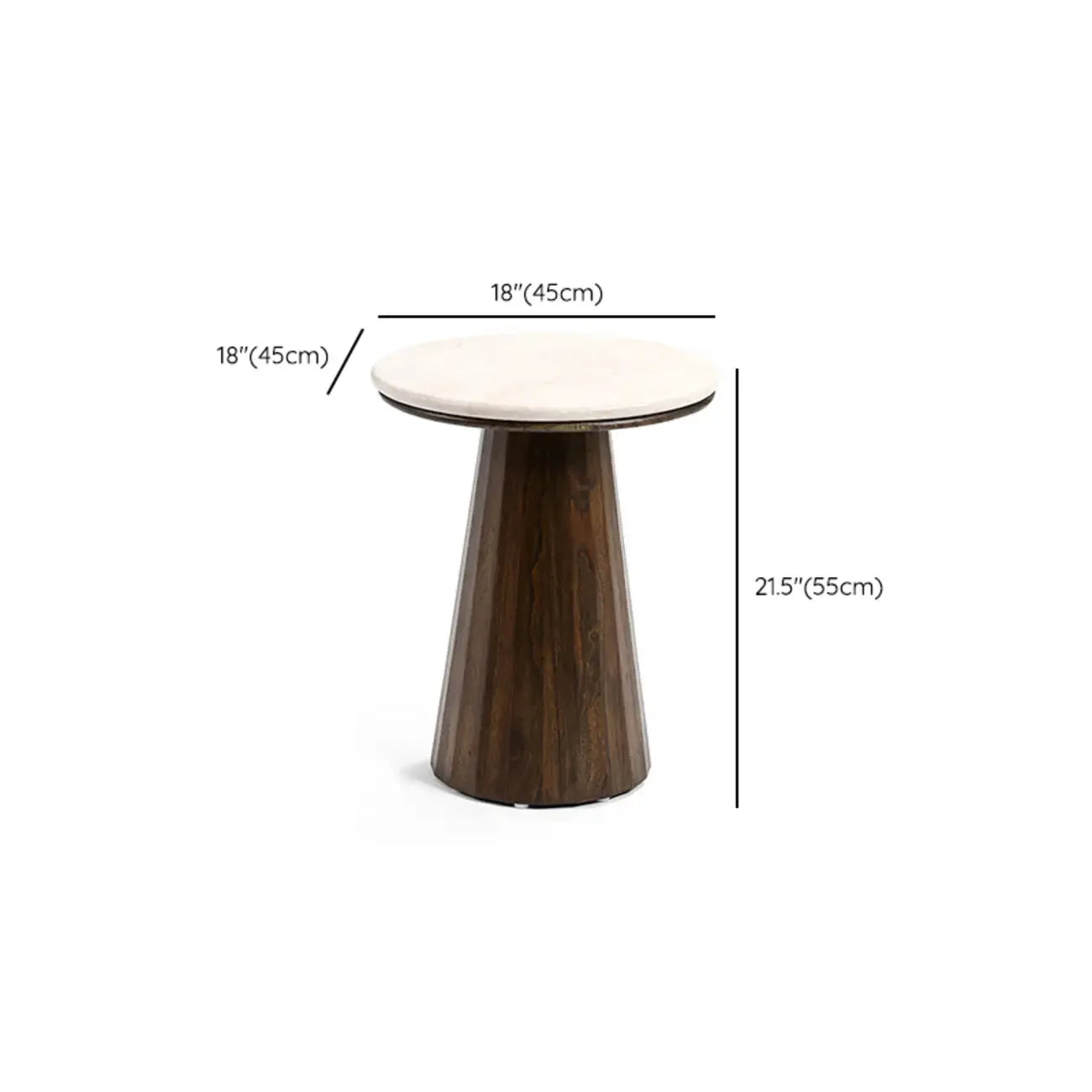 Minimalist Brown Stone-Top Wood Round Coffee Table