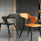 Modern Armchair Open Back Faux Leather Dining Chair