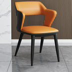 Modern Armchair Open Back Faux Leather Dining Chair