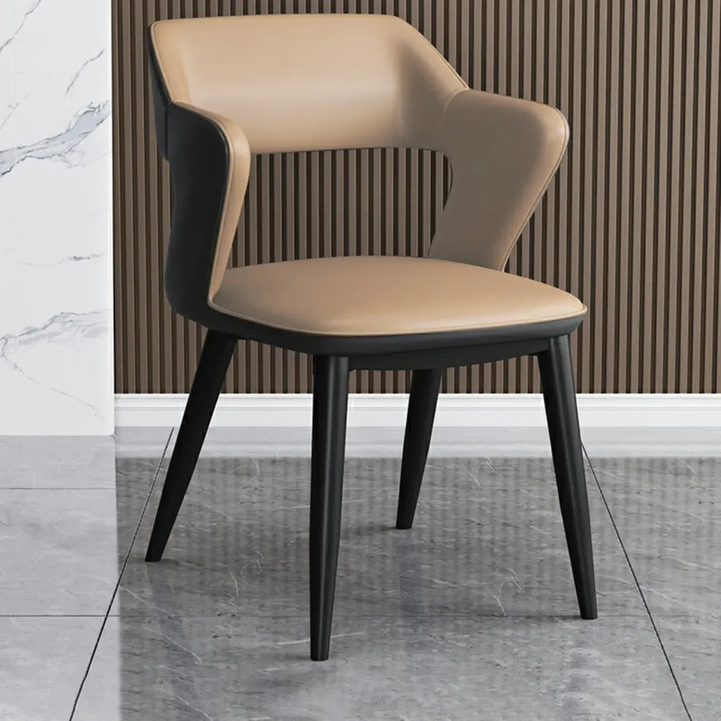Modern Armchair Open Back Faux Leather Dining Chair