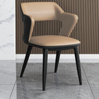 Modern Armchair Open Back Faux Leather Dining Chair