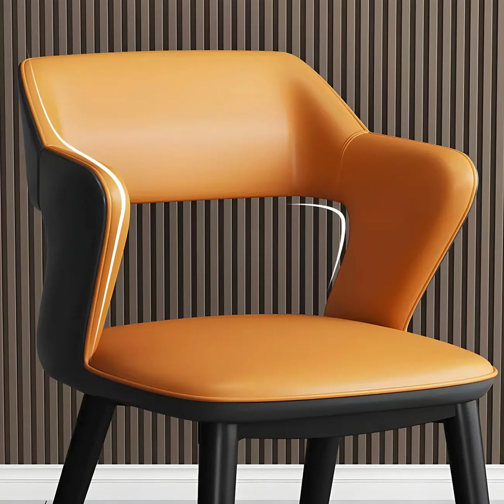 Modern Armchair Open Back Faux Leather Dining Chair
