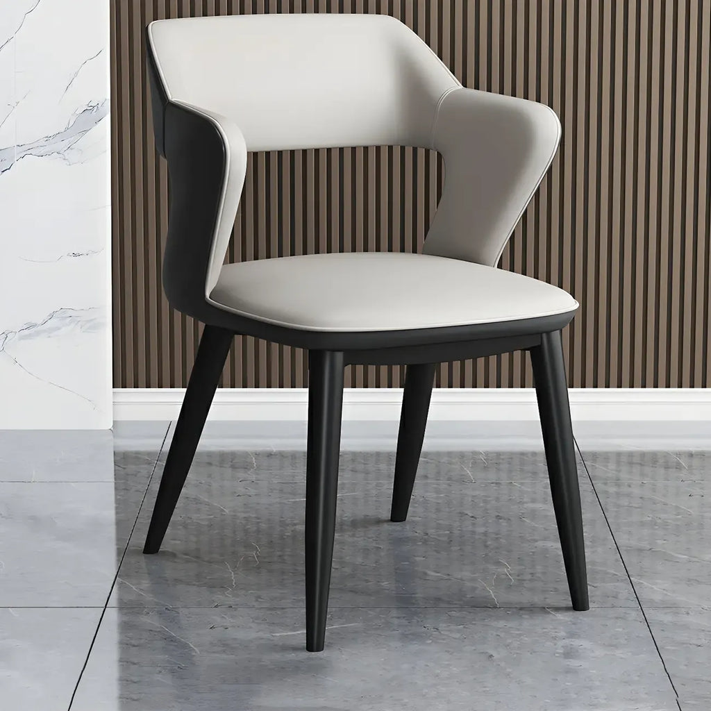 Modern Armchair Open Back Faux Leather Dining Chair