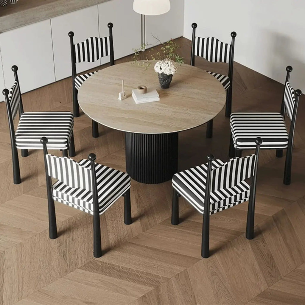 Upholstered Black Armless Striped Dining Chair
