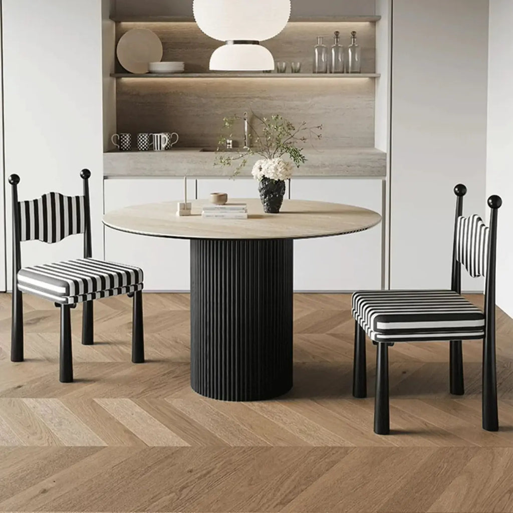 Upholstered Black Armless Striped Dining Chair