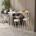 Free Form Modern White Stone Top Bar Table with Iron Frame