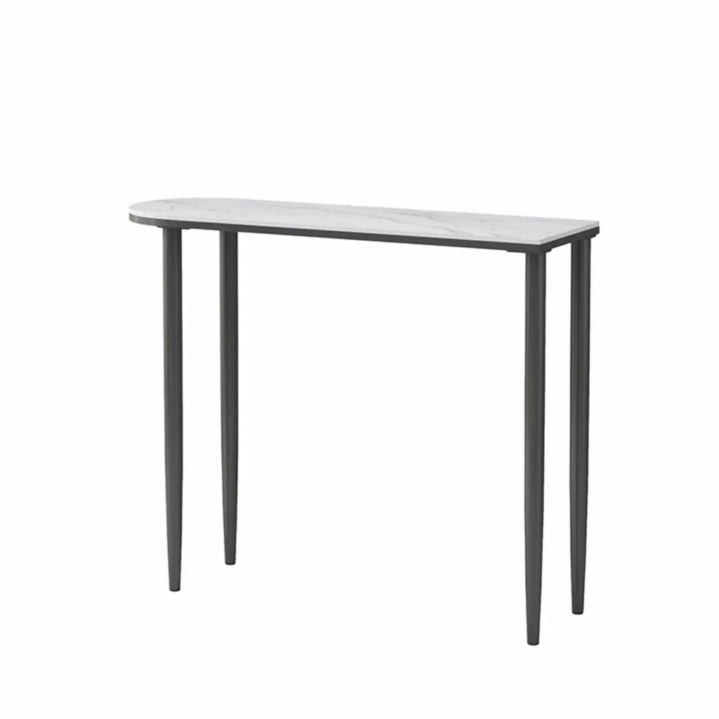 Free Form Modern White Stone Top Bar Table with Iron Frame