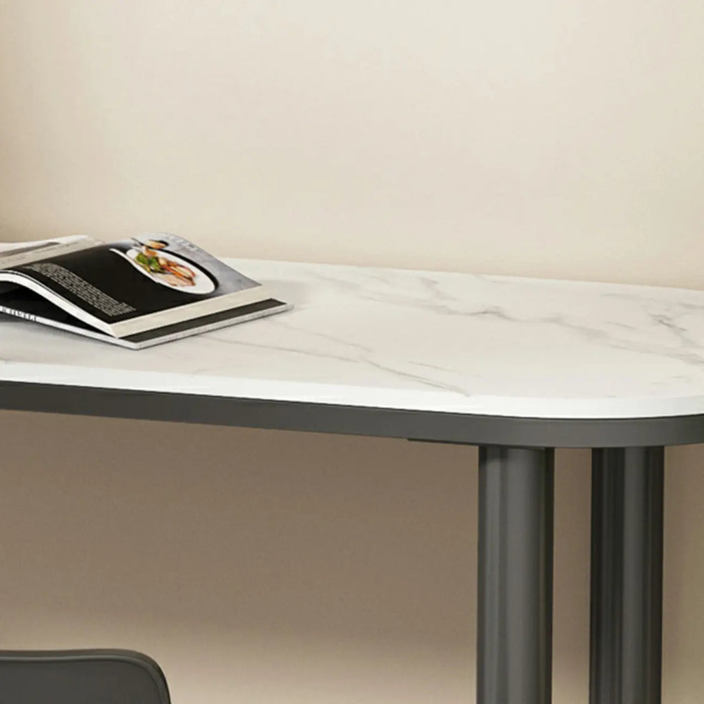 Free Form Modern White Stone Top Bar Table with Iron Frame