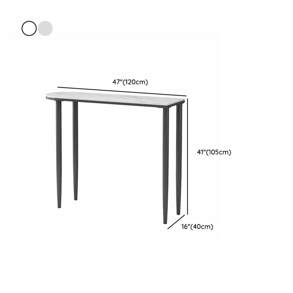 Free Form Modern White Stone Top Bar Table with Iron Frame