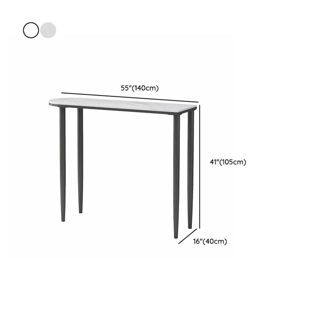 Free Form Modern White Stone Top Bar Table with Iron Frame