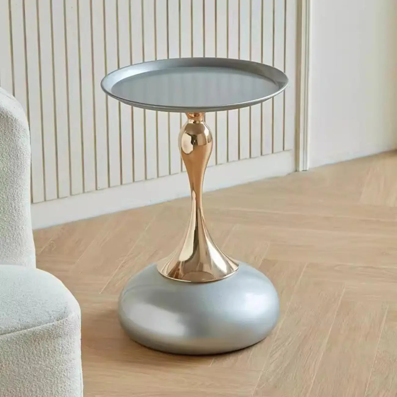 Elegant Black Stainless Steel Round Side Table