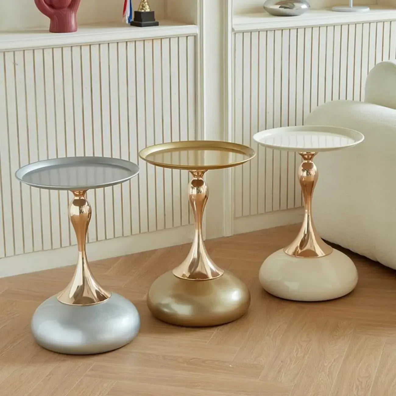 Elegant Black Stainless Steel Round Side Table