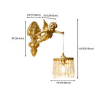 Artistic Vintage Gold Angel Wall Sconce with Crystal Shade