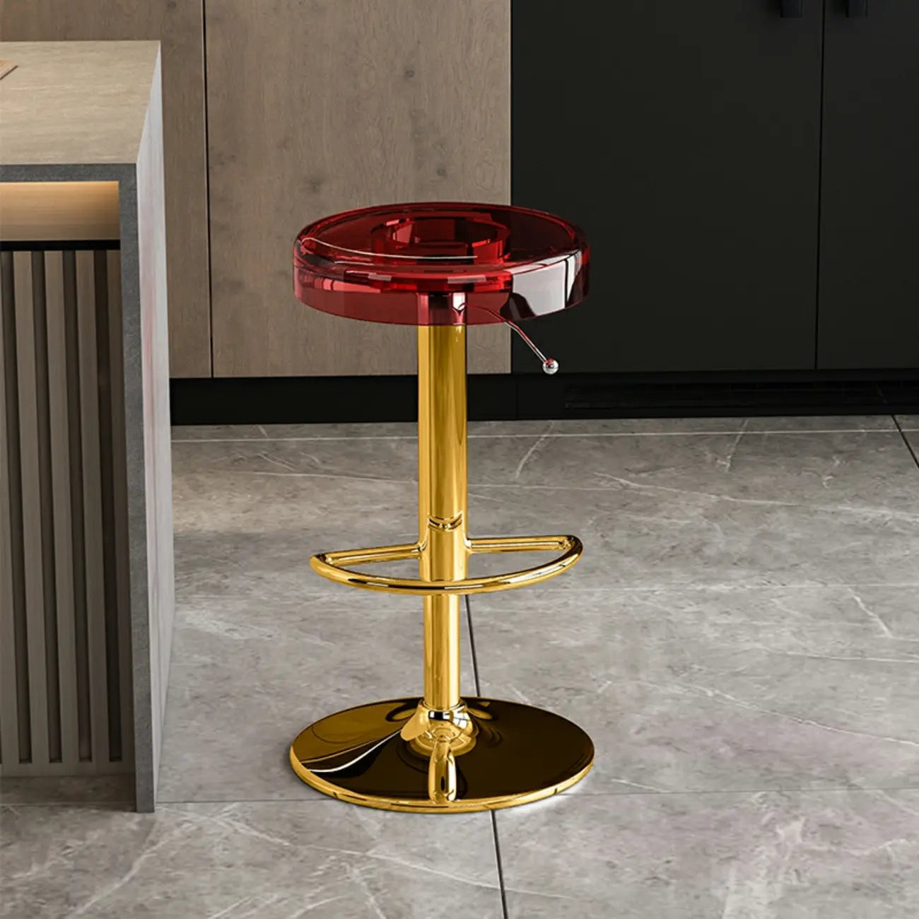 Sleek Metal Clear Acrylic Swivel Adjustable Bar Stool