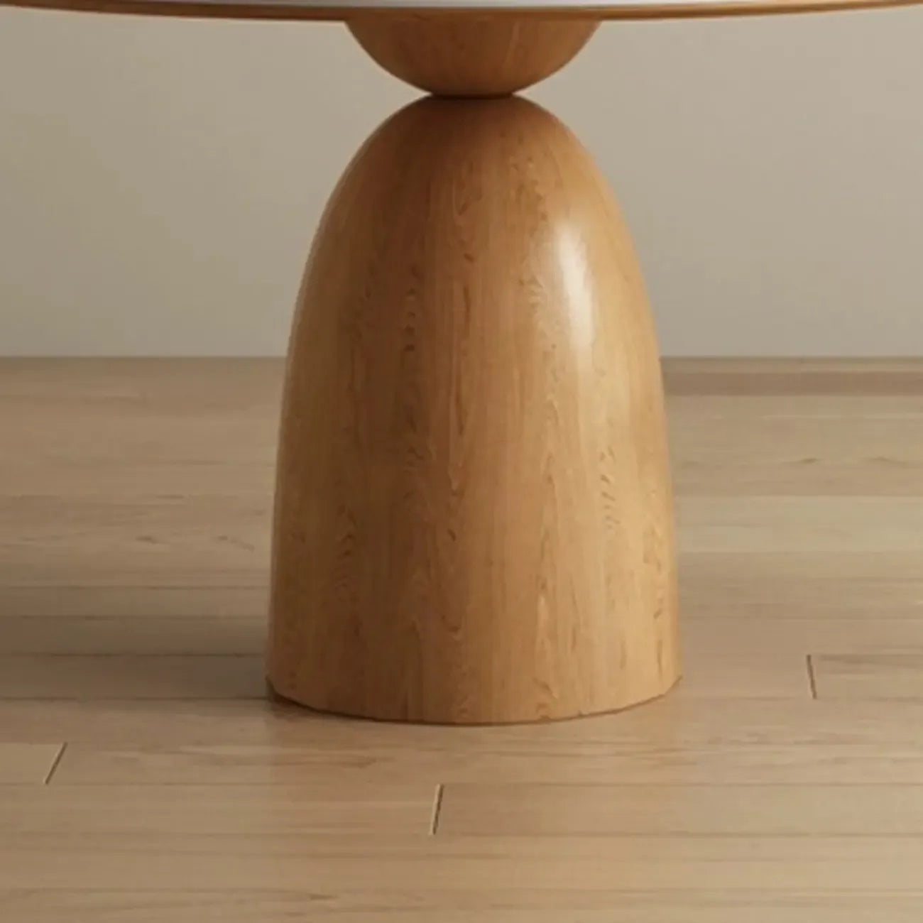 Modern White Stone Natural Wood Round Dining Table