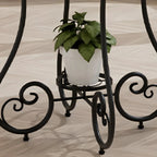 Modern Gloss Finish Steel Marble-Top Round Side Table