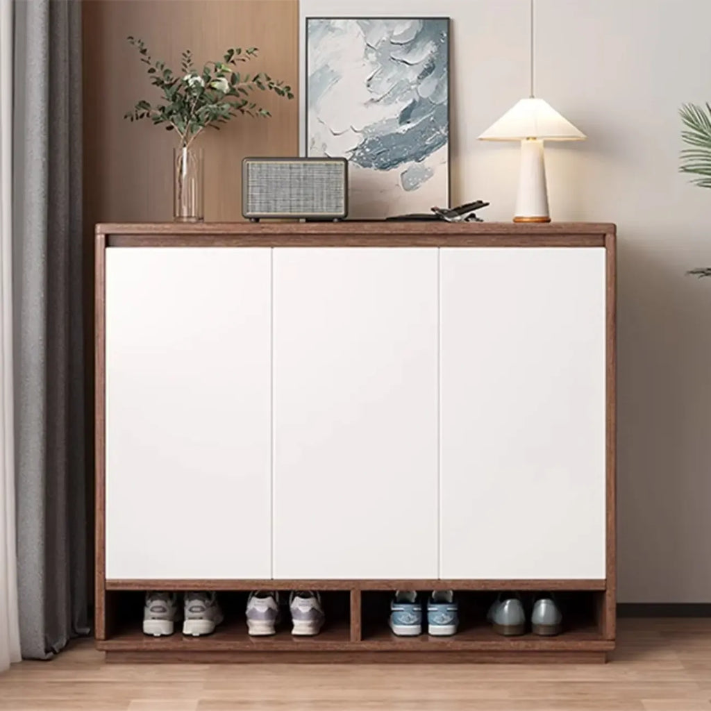 Entryway Rectangular Adjustable Wood Shoe Cabinet with Door