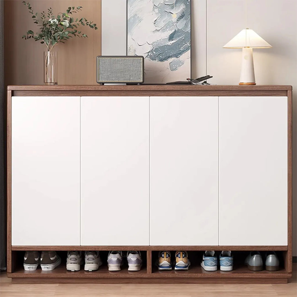 Entryway Rectangular Adjustable Wood Shoe Cabinet with Door