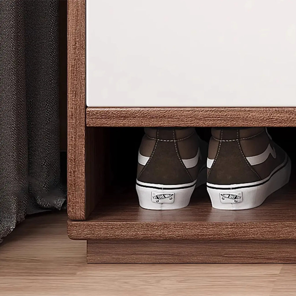 Entryway Rectangular Adjustable Wood Shoe Cabinet with Door