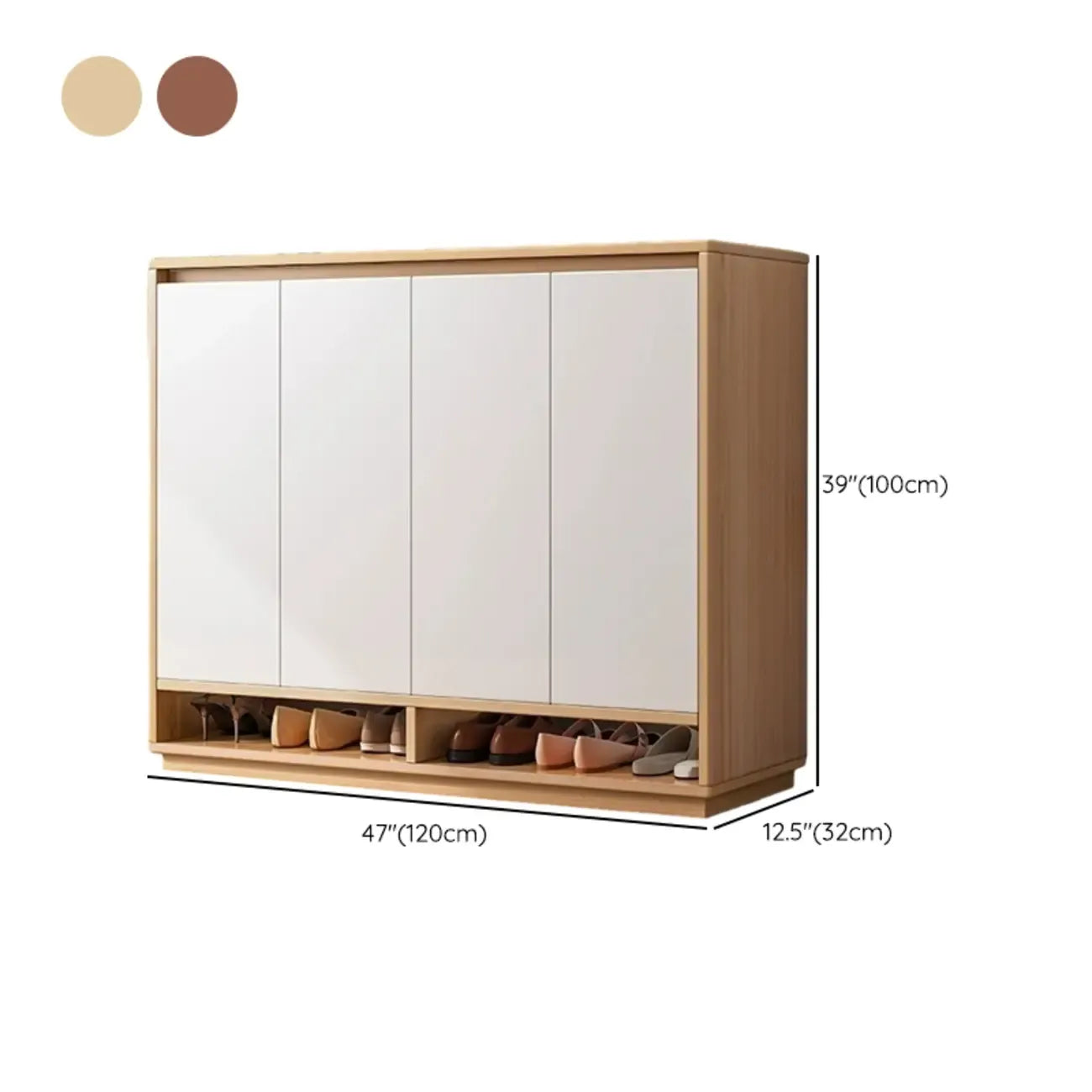 Entryway Rectangular Adjustable Wood Shoe Cabinet with Door
