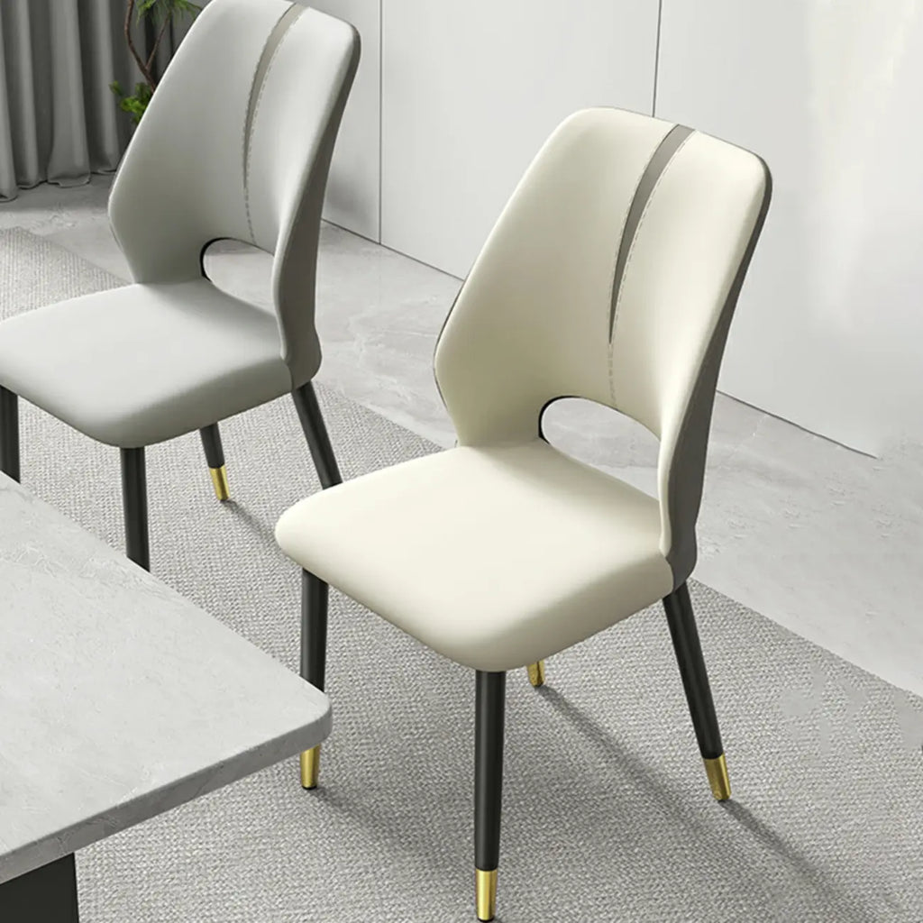 Faux Leather Wingback Metal Legs Dining Chairs