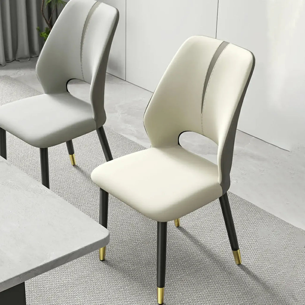 Faux Leather Wingback Metal Legs Dining Chairs