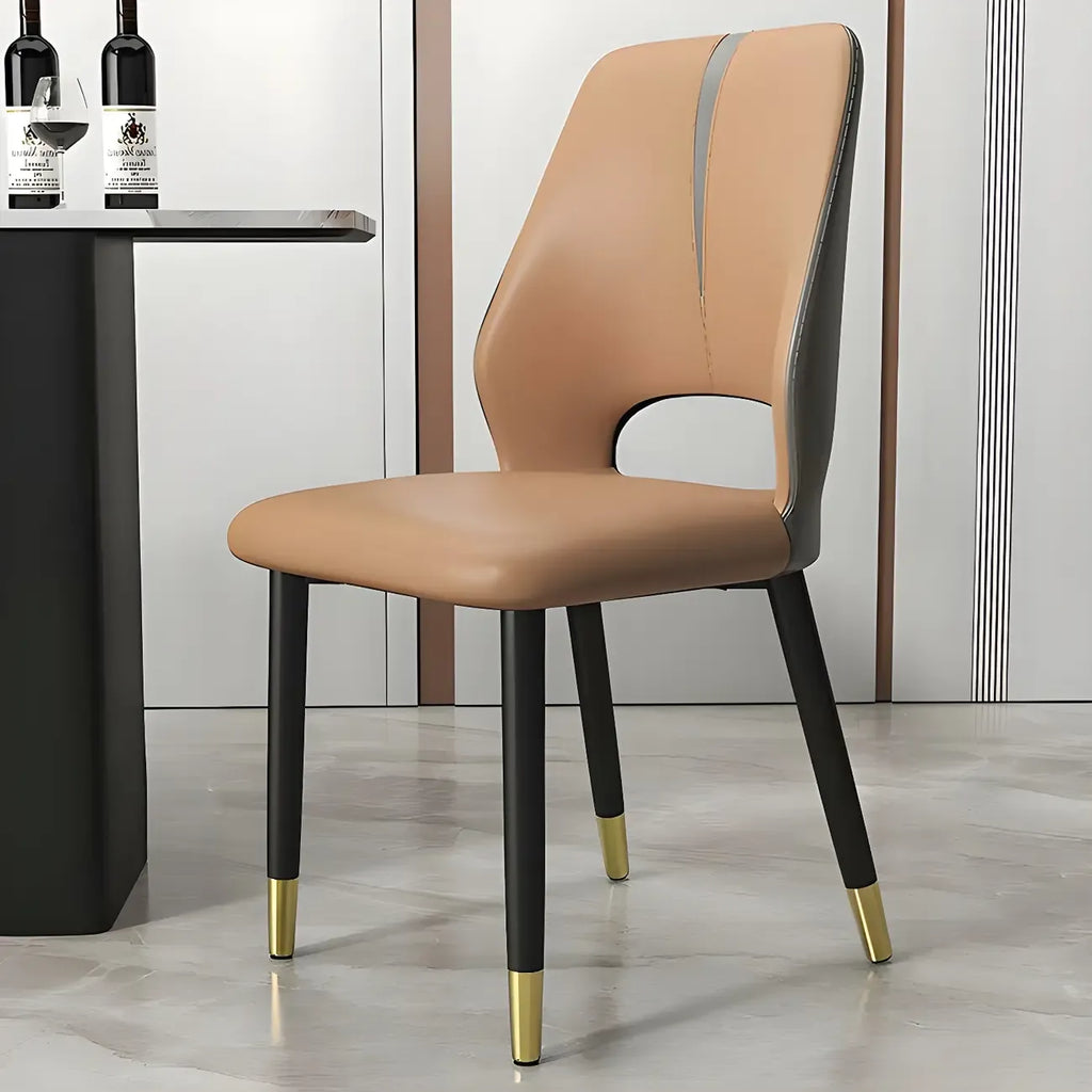 Faux Leather Wingback Metal Legs Dining Chairs